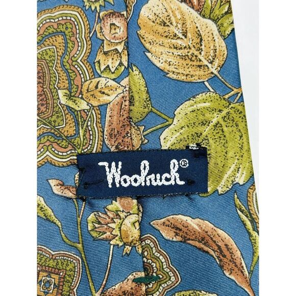 Woolrich Silk Tie Men's Nature Themed Blue, Brown, Green - Picture 5 of 8